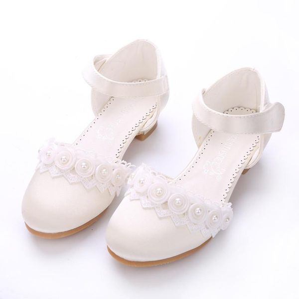 

flat shoes toddler girl pu leather silk sandal little kids pageant bridesmaid wedding flats big child heeled mary jane princess dress, Black;grey