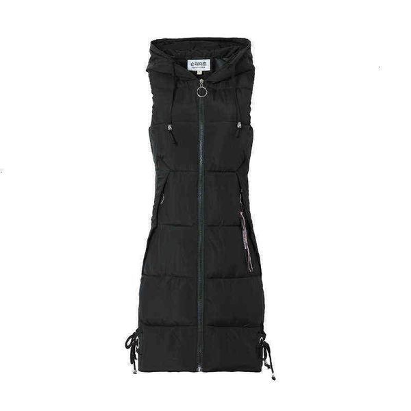 

cotton vest women's middle and long section autumn winter korean fashion hooded slim large cotton, Black;white