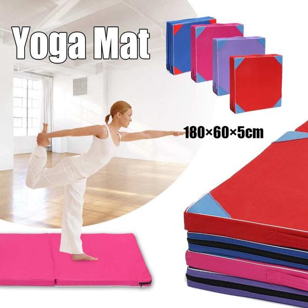 

non slip yoga mat 3 folding gymnastics fitness exercise gym oxford airtrack panel tumbling climbing pilates pad air track mats