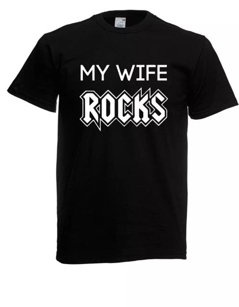 

mens t-shirt  my wife rocks  size up to 5xl, White;black