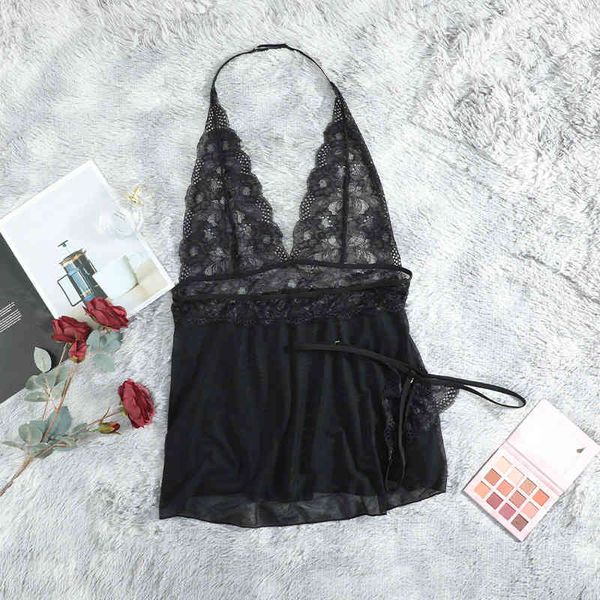 

lingerie lace bow tie fun two-piece sling uniform temptation fun suit, Black;red