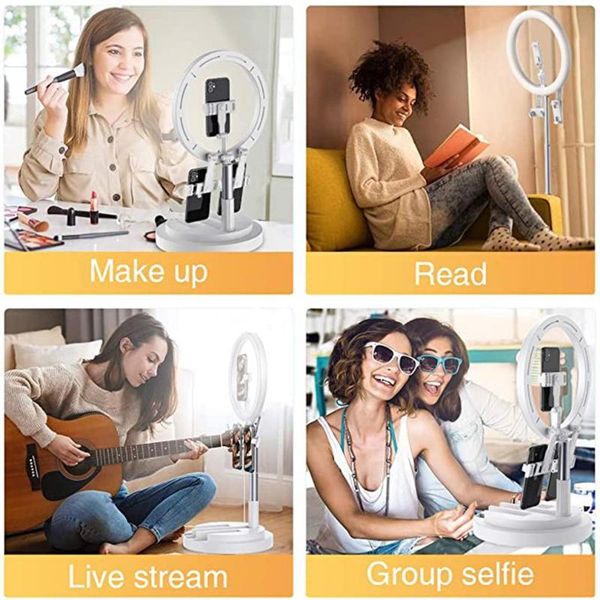 

inches selfie ring light with stand remote lamp foldable live broadcast bracket rainbow led for computer vlog flash heads