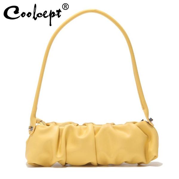 

totes coolcept fashion armpit bag for women pleated summer shoulder candy color zipper designer leather female handbag