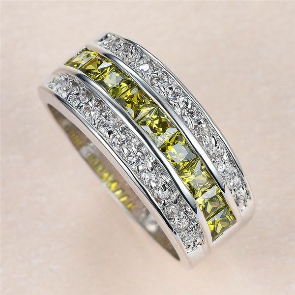 

dainty female olive green crystal ring charm silver color big wedding rings for women cute beide geometry zircon engagement, Slivery;golden