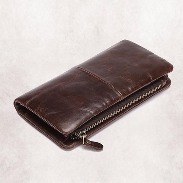 

wallets men 100% genuine leather clutch bag large capacity pocket money card holder vintage long purse brand bifold wallet gift for male, Red;black