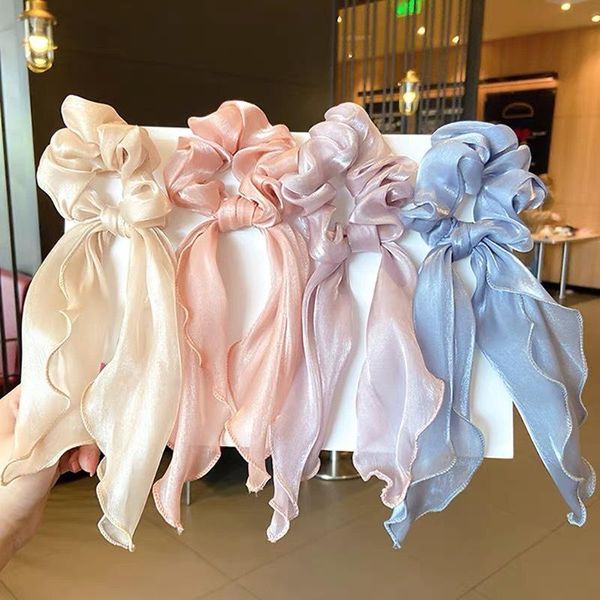 

hair clips & barrettes fashion women scrunchies rubber for girls elastic bands long ribbon hairband accessories headband, Golden;silver