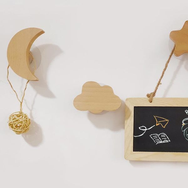 

hooks & rails wall hat wooden coat hangers star moon art hook for bedroom living room el