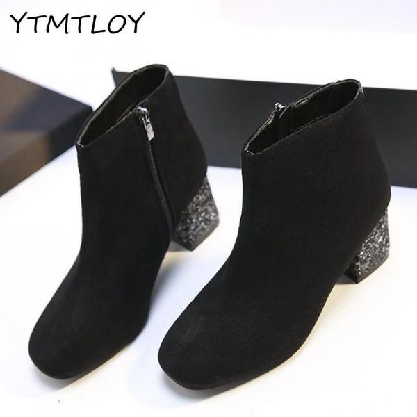 

boots women ankle shoes woman zip high heels black female booties n0hc