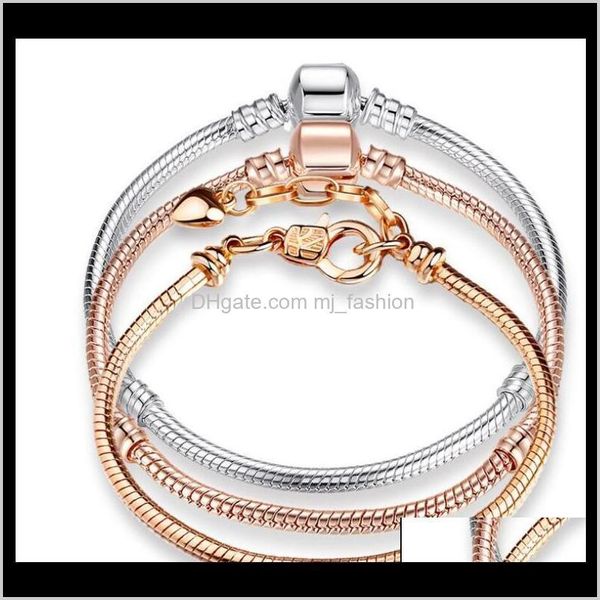 Jewelryrose Gold Bracelets Women Snake Chain Charm Beds para Pandora Bangle Festival Festival Presente 2483 Drop Delivery 2021 NUDQ0