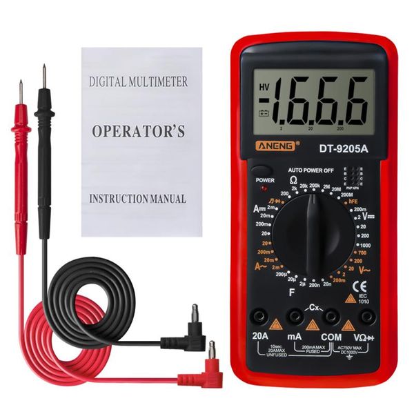

multimeters 200mv-1000v dt-9205a lcd display handheld digital multimeter ac/dc volt amp ohm capacitance tester with a bracket on the back