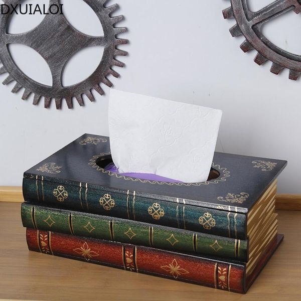 

tissue boxes & napkins dxuialoi retro creative wooden crafts book shape box home living room deskrestaurant paper pumping decoration