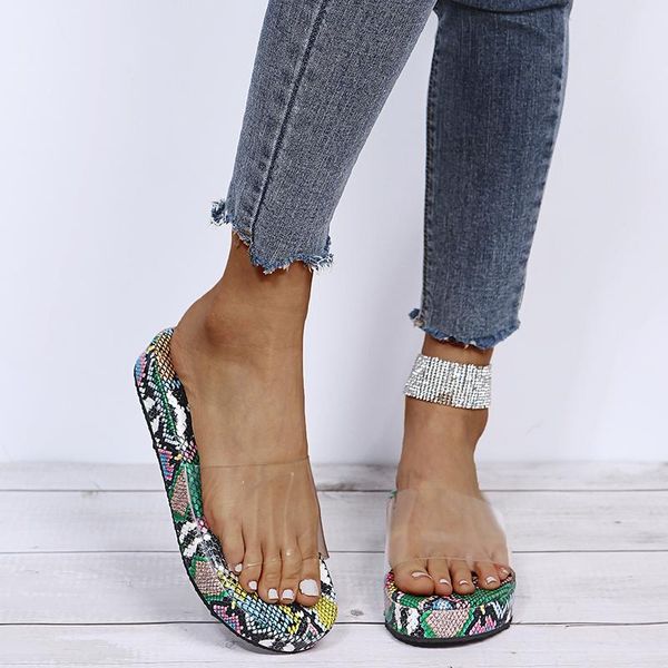 

summer wild women slipper waterproof platform thick bottom shoes royal snakeskin pattern outdoor slide slippers serpentine, Black