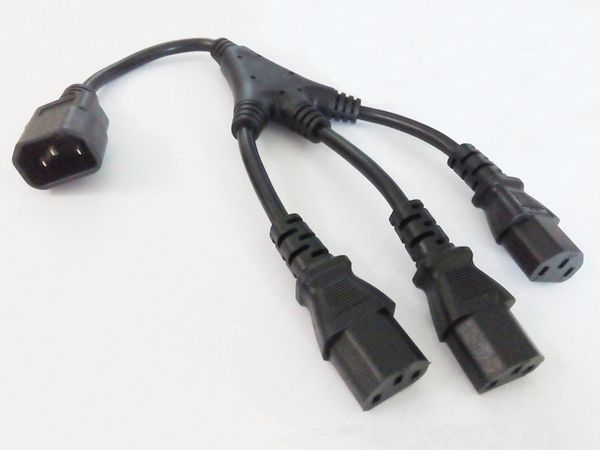 Cabo de adaptador de alimentação de 10A / 250V, IEC 320 C14 macho a 3 x C13 feminino y splitter cabo cerca de 30cm / 1pcs