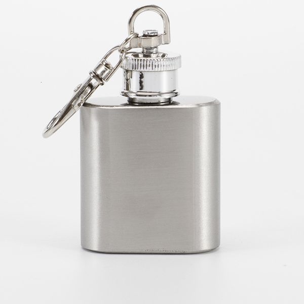

flask flagon portable small wine pot stainless steel 1 oz with key chain