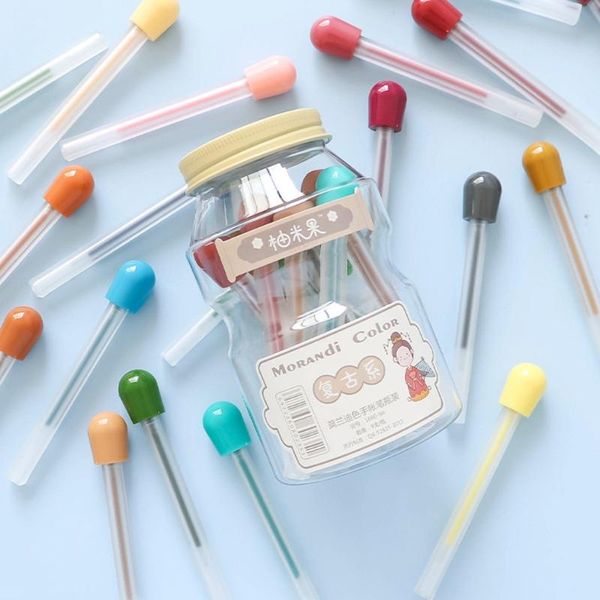 

9pcs nordic handwritten morandi color 0.5mm gel pen colored art marker stationer t5ua pens