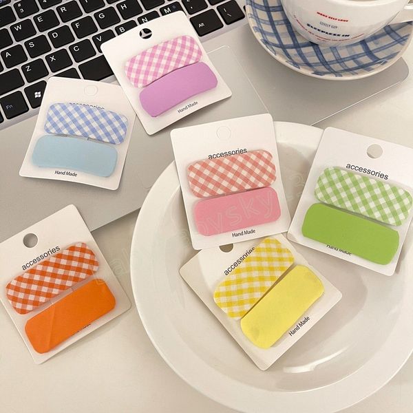 

2pcs/set summer korean new girls hair clips accessories cute candy color grid bang clip hairpins for children fashion, Slivery;white