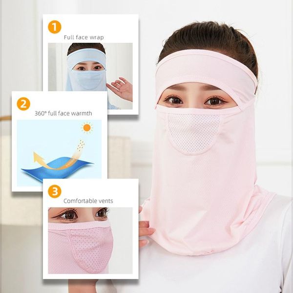 

scarves summer silk outdoor sunscreen face mask cycling bike motorcycle scarf breathable bandana full wind, Blue;gray