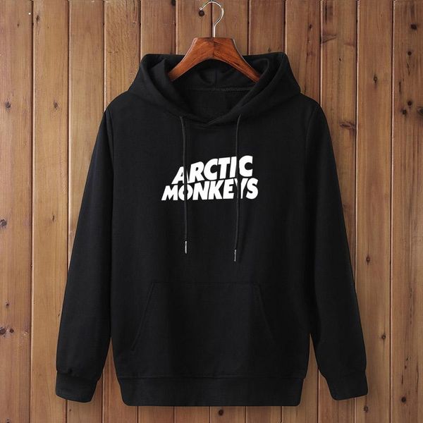 

autumn winter arctic monkeys printed fleece hoodies long sleeve pullovers male hip hop skateboard sweatshirts men's &, Black