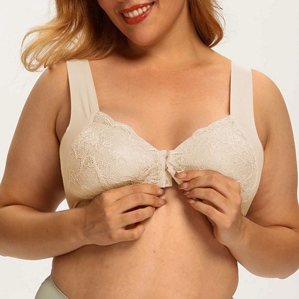 

yoga outfit female vest front zipper push up bra full cup lace bras for women bralette plus size seamless wireless gather brassiere
