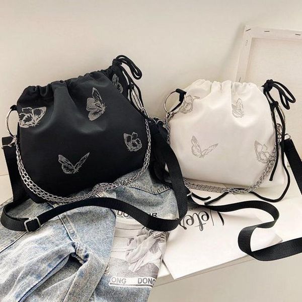 

duffel bags travel handbag butterfly small drawstring shoulder bag with chain