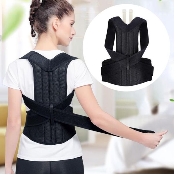 

adjustable humpback posture corrector spine back fixing band correct belt support, Black;blue