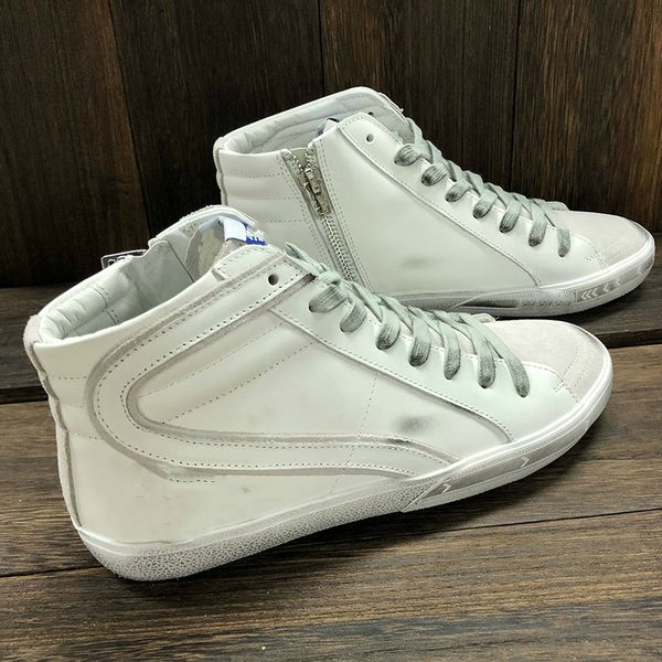 

slide high shoe women sneakers luxury trainers sequin classic white do-old dirty men shoe, Black