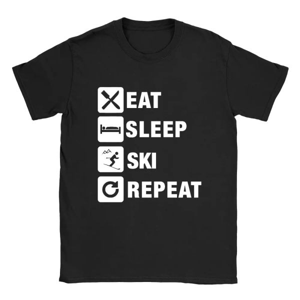 

eat sleep ski repeat mens t-shirt funny gift for ski lover, White;black