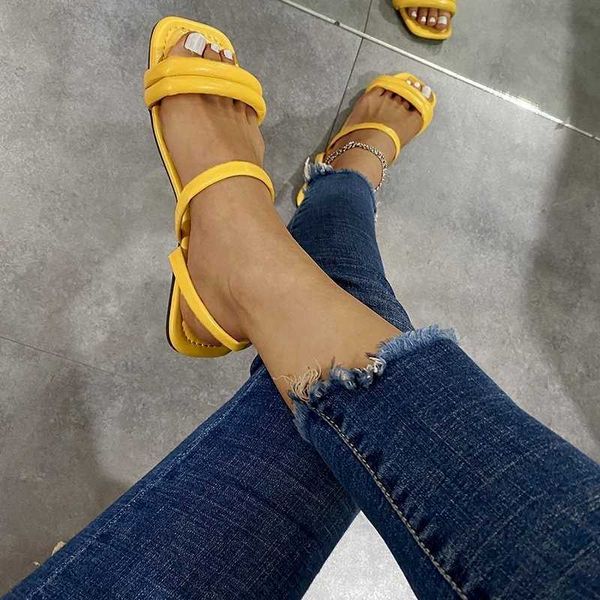 

summer women's sandals women's shoes flat-bottomed square toe rubber two-wear sandals slippers 210611, Black
