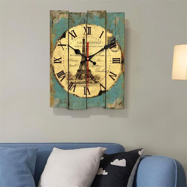 

wall clocks european style large silent clock vintage roman numeral rectangle watch modern retro wooden for home decor