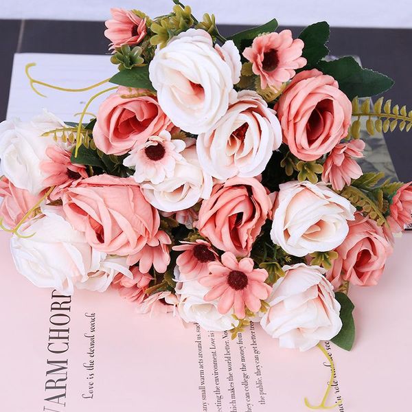 

wedding flowers curled rose bouquets, pography props, floral home decoration, artificial