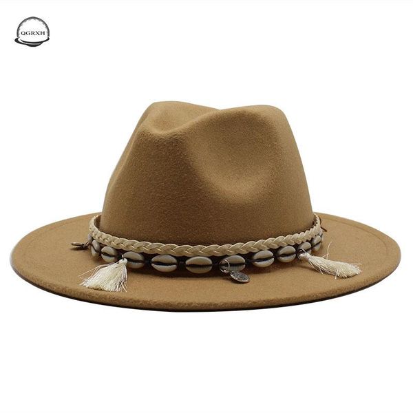 

wide brim hats winter autumn wedding vintage fedora hat felted jazz caps trilby western cowboy panama women 2021, Blue;gray