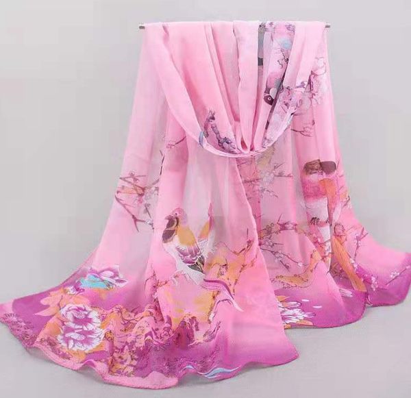 

chiffon scarves for middle-aged and old women, Blue;gray