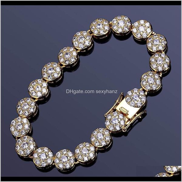 

tennis hiphop 8 inch accessories with tiny zircons plum blossom petals and circular mens gold bracelet dipit u5rhv, Golden;silver