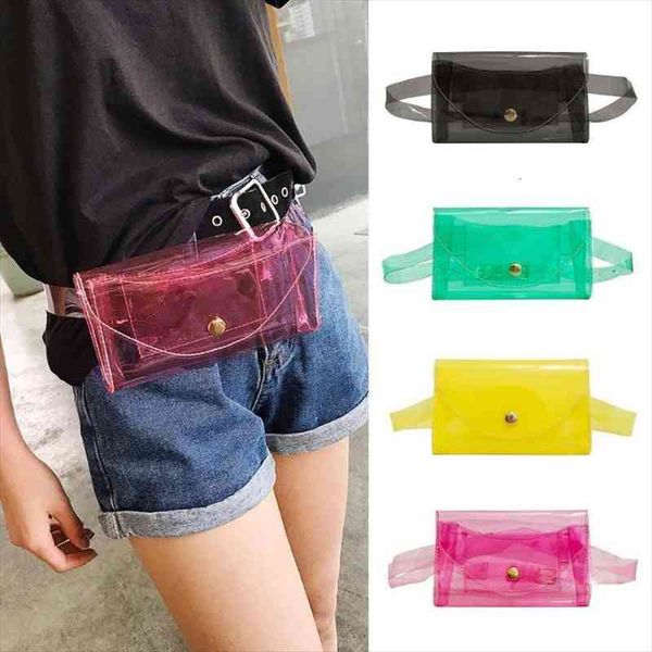 

clear fashion belt fanny packs waist bag female summer pvc women girls solid color transparent jelly pack chest