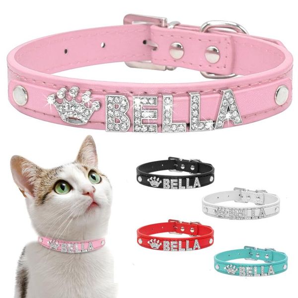 

cat collars & leads personalized collar rhinestone puppy small dogs custom for chihuahua yorkshire name charms accessories
