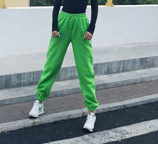 

women's pants & capris 2021 solid straight pantalon mujer sweatpants vadim spring casual street cotton thick bright trousers women, Black;white