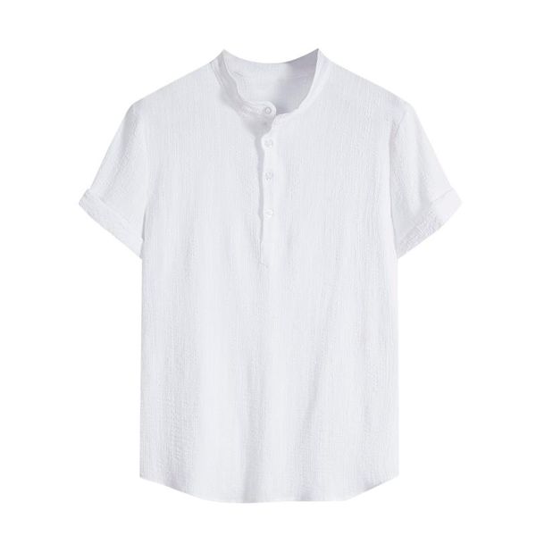 

men's casual shirts fashion solid color turn-down collar short sleeve male comfortable blouses camisa homme #t2g, White;black