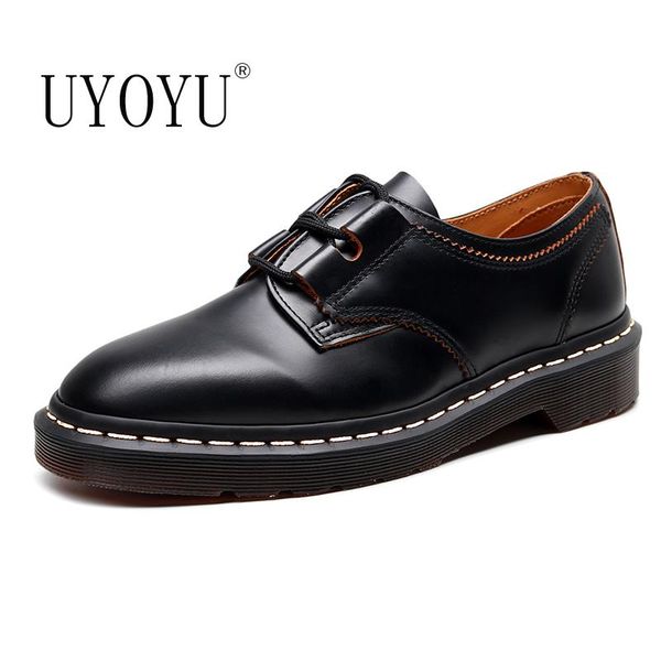 

boots 2021 genuine leather lovers women ankle shoes men maetens lace up dr motorcycle female, Black