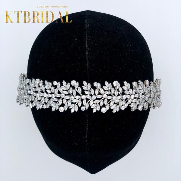 

hair clips & barrettes zircon tiara leaves design vintage bridal headpieces party fashion ktbridal women gift wedding accessiories, Golden;silver