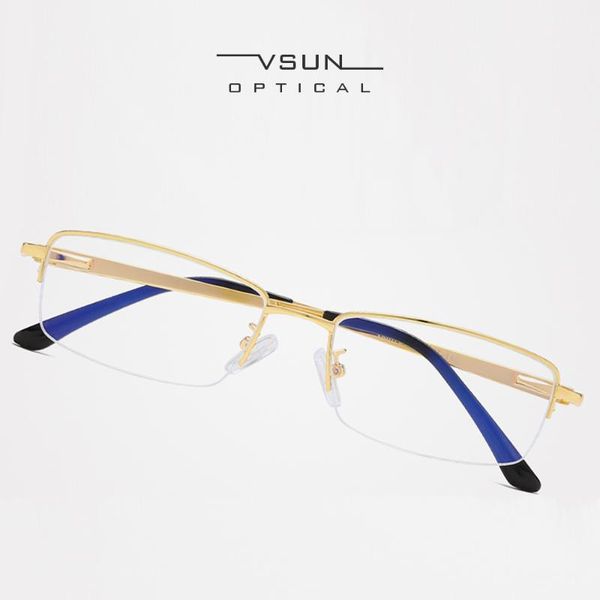 

vsun 2021 business style flexible spring rectangle optical frames men alloy anti blue ray eyewear myopia hyperopia glasses fashion sunglasse, Black