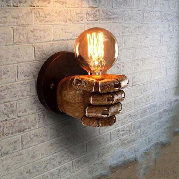 

retro fist wall lamp vintage resin left right hand lights for home industrial loft decor bedroom bedside bar sconce lamps