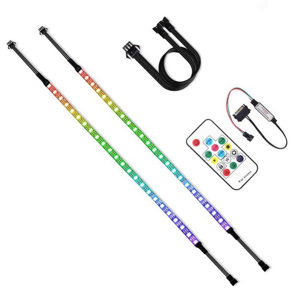 

strips sata power interface led rgb strip computer case waterproof 2812 diode tape full kit for pc with remote control