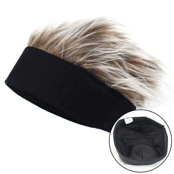 

beanies men women sun visors caps with hair retro street style wig hat adjustable sport casual cap short hairs cover novelty visor hats