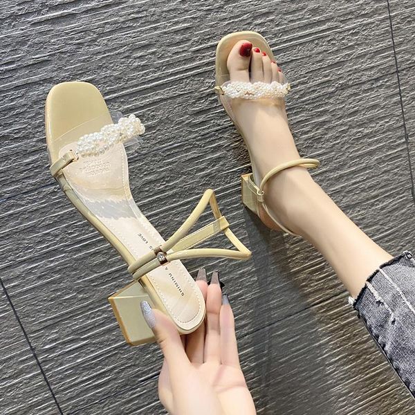 

high heel sandal for women shoes lady 2021 med buckle strap high-heeled gladiator multicolored girls pearl medium comfort fa sandals, Black