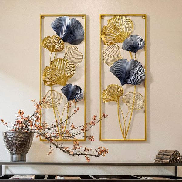 

modern deco wrought iron wall hanging ginkgo leaf crafts decoration home background sticker porch metal mural accessories decorative objects