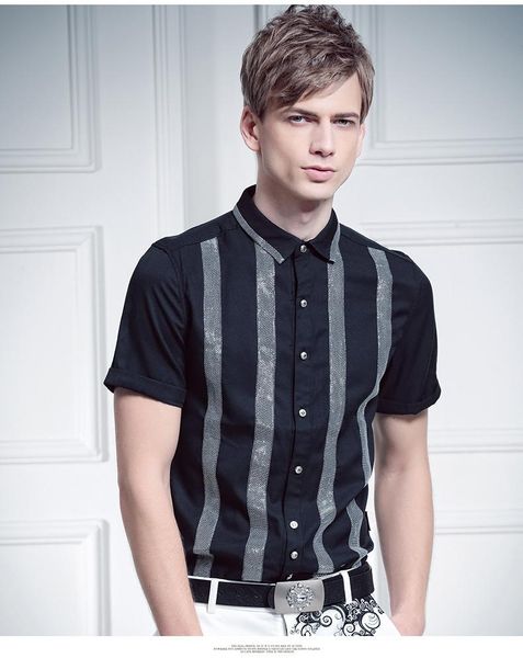 

fanzhuan fashion casual male europe men's summer mens short sleeve shirt jacket slim 15338 shirts, White;black