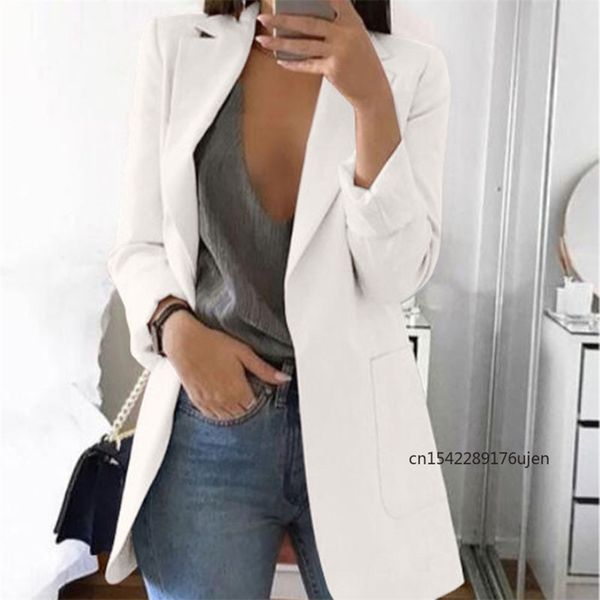 

products fashionable wear leisure small suit coat pocket long sleeve outwear women casual street cardigan blazers 211019, White;black
