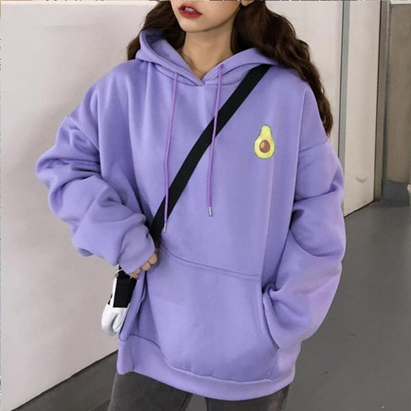 

women's hoodies & sweatshirts avocado 2021 women fruit graphics print harajuku kawaii long sleeve sweatshirt fashion korean female hood, Black