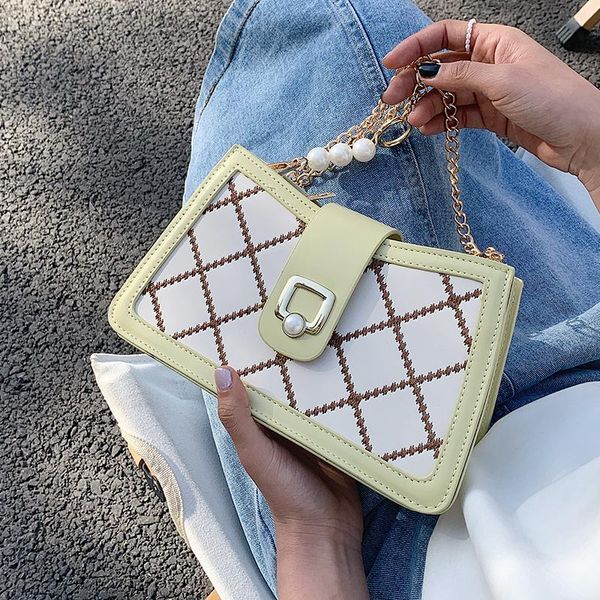 

evening bags design designer small grid pearl chain underarm crossbody for women 2021 summer shoulder purses luxury trending handbags