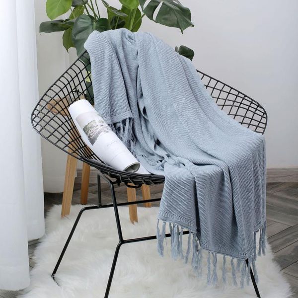 

tassel cover blanket 2021 summer pure color soft and comfortable sofa air conditioning blankets